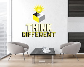 Think Different Lightbulb Vinyl Wall Decal: Motivational Office Decor