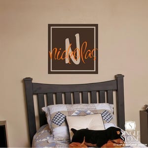 Monogram Boxed Wall Decal - Vinyl Wall Stickers Art Custom Home Decor