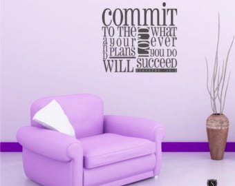 Proverbs 16:3 Wall Decal - Bible Verse Vinyl Wall Art