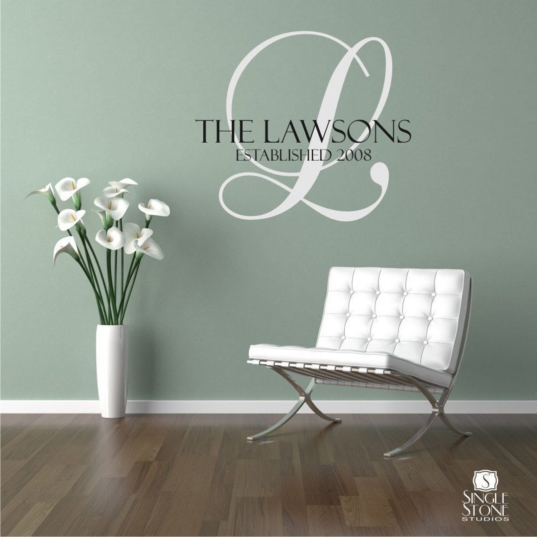 Family Monogram Wall Decal - Vinyl Wedding Stickers Art Custom Home ...