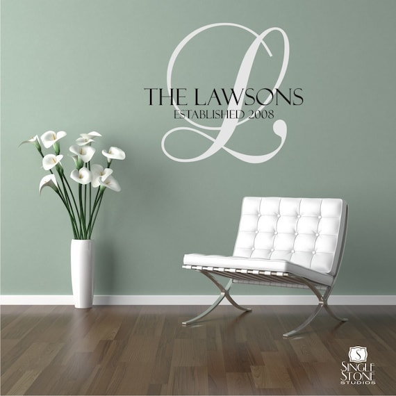 Family Monogram Wall Decal Vinyl Wedding Stickers Art Custom Home Decor