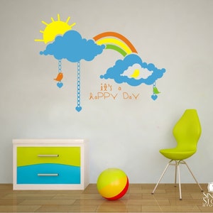 Nursery Nursery Wall Decals Happy Day - Vinyl Stickers Art Custom Home Decor