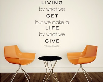 Make a Life Winston Churchill wall decal quote - vinyl sticker art Custom Home Decor