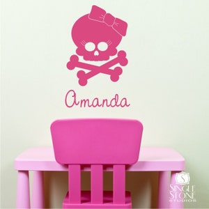 Nursery Wall Decals Girl Skull with Bow - Vinyl Wall Stickers Art Custom Home Decor