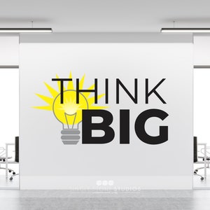 Think Big Glühbirne Vinyl Wandaufkleber: Motivierende Bürodekoration