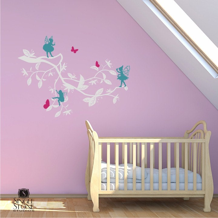 Nursery Wall Decals Enchanted Garden (large) - Vinyl Wall Stickers Art ...