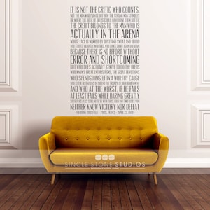 The Man In The Arena Quote Wall Decal - Business Office Vinyl Words