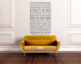 The Man In The Arena Quote Wall Decal - Business Office Vinyl Words