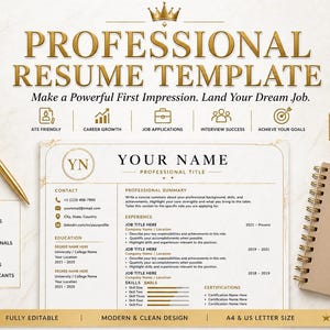 Professional Resume Template for Word | Resume Template with Border Line, Modern Resume CV Editable Canva CV (Digital Download)