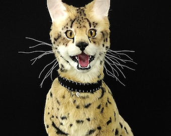 Custom Realistic Savannah Cat Plush | Lifesize Poseable Stuffed Animal | Handmade OOAK Gift