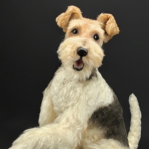 OOAK lebensgroßer realistischer Foxterrier Hund, posierfähig