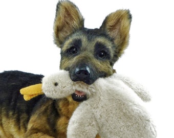 Peluche de cachorro de pastor alemán realista personalizado / Animal de peluche articulado de tamaño real / Regalo OOAK hecho a mano