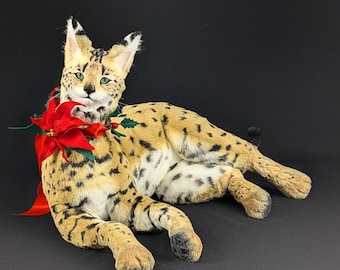 Custom Realistic Savannah Cat Plush | Life size Poseable Stuffed Animal | Handmade OOAK Gift