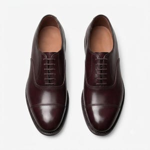 Handmade Men's Cap-Toe Oxford Dress Shoe | Custom Calf Leather | Made to Order Formal Shoe image 1