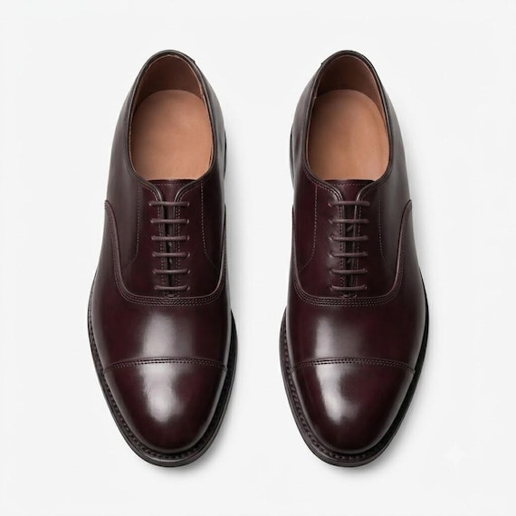 Handmade Men's Cap-Toe Oxford Dress Shoe | Custom Calf Leather | Made to Order Formal Shoe