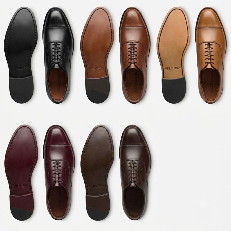 Handmade Men's Cap-Toe Oxford Dress Shoe | Custom Calf Leather | Made to Order Formal Shoe image 8