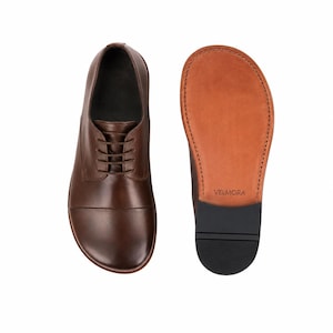 Men's DARK BROWN CRAZY Leather Oxford Shoes, Classic Comfort & Style: Handmade, Moccasins