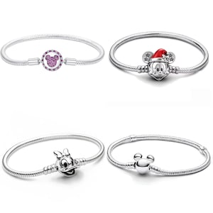 S925 Silver Disney bracelets, Mickey Mouse Clasp Bead, Pandora compatible, Disney Characters zdjęcie 1