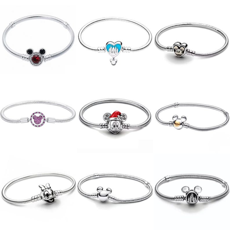 S925 Silver Disney bracelets, Mickey Mouse Clasp Bead, Pandora compatible, Disney Characters zdjęcie 1