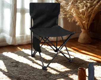 Foldable Camping Chair Portable Outdoor Beach Fishing Chair with Side Pocket Oxford Cloth Picnic Travel Seat