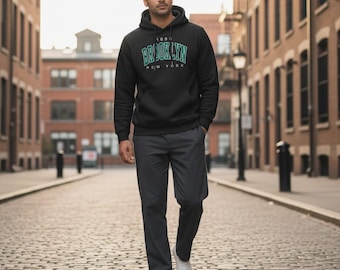 Brooklyn New York Hoodie Mens Oversized Sweatshirt Casual Streetwear Pullover Graphic Hooded Sweatshirt