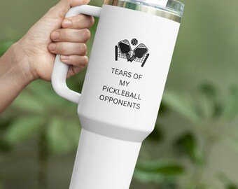 Pickleball Travel Mug 40oz | Insulated Tumbler with Straw
