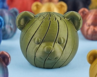 3D Printed Bear Squeeze Fidget Toy, Cute Bear Stress Ball, ADHD Sensory Toy, Anxiety Relief Gift, Bear Fidget for Kids and Adults, Bear Toy