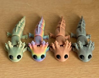 Cute Axolotl Keychain | 3D Printed Articulated Axolotl Keyring | Kawaii Fidget Toy | Bag Charm | Gift for Kids & Axolotl Lovers