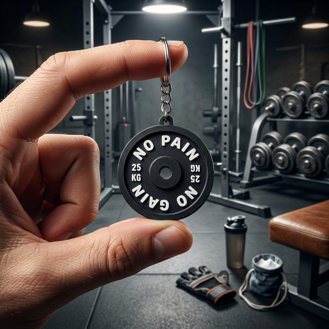 3D Printed Weight Plate Keychain, No Pain No Gain Gym Keychain, Fitness ...