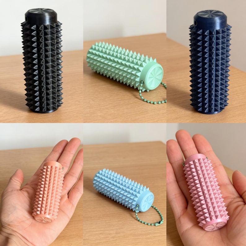 Reflexology Keychains 3D Printed Sensory Spike Roller Keychain, Fidget Massage Roller, ADHD ...