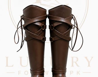 Brown Leather Knee High Lace-Up Riding Boots | Equestrian Vintage Style Footwear