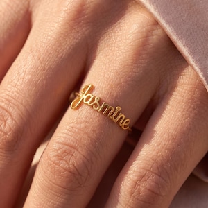 Custom Name Ring, Personalized Script Name Ring, Dainty Name Band, Personalized Ring, Name Band Ring, Custom Word Ring, Name Stacking Ring