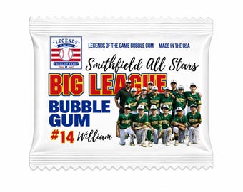 Baseball-Team Geschenk Big League Chew Bubble Gum Paket Jugendspieler Wertschätzung behandelt Trainer Anerkennung Individuell personalisiert wenig