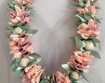 Kaleidoscope Series: Pink and Blush Satin Ribbon Lei