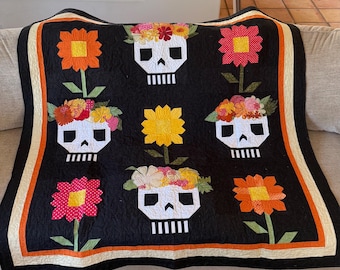 Sugar Skull Throw Quilt-Custom Order Final