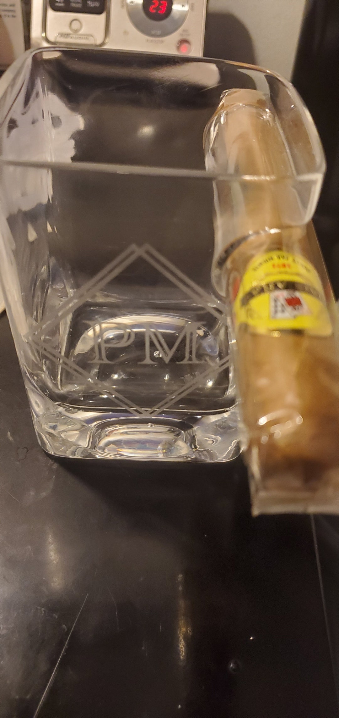 Personalized Cigar Glasses With Matching Bag That Glows in the Dark - Etsy