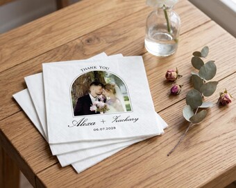Personalized Wedding Napkins with Photo Custom Photo Paper Napkins for Wedding Personalized Napkins with Names and Date Wedding Table Decor