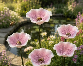 Bee Watering Cups, Ceramic Bee Water Station, Bee Puddler Garden Stake, Pollinator Watering Station for Bees & Butterflies