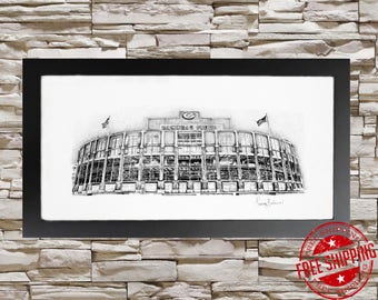 GreenBay Packers Art Print B&W 10x20