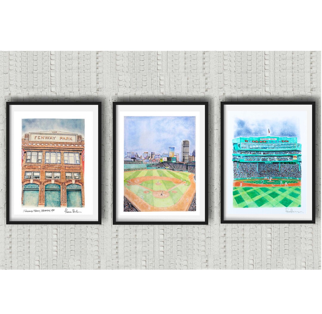Boston Red Sox Decor Set of 3 Prints Red Sox Print Boston Red Sox Wall