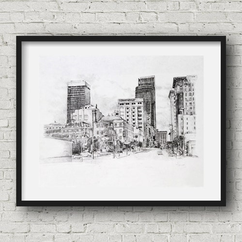 Omaha Print Black and White Skyline Omaha Wall Art Omaha Etsy