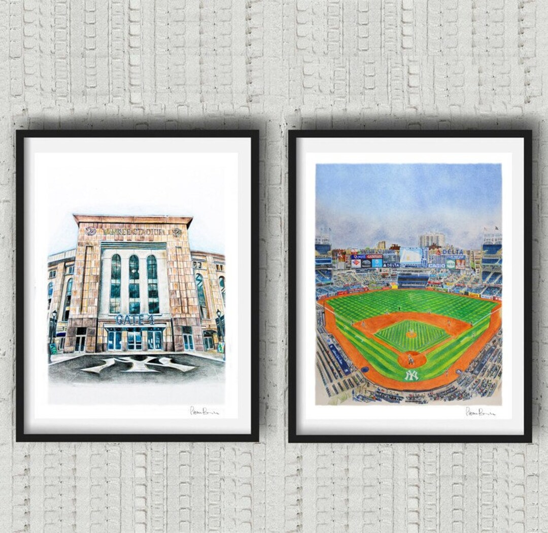 New York Yankees Office Decor Yankee Stadium Art Set of 2 Etsy