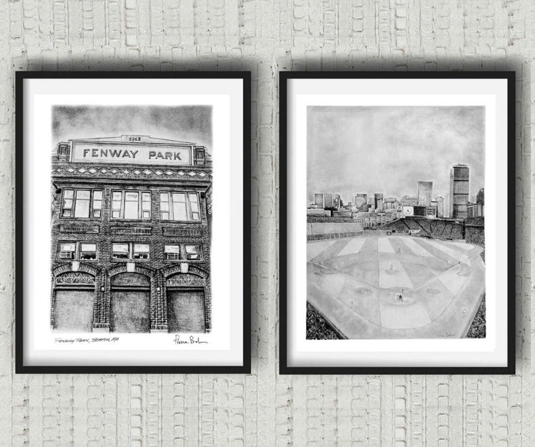 Boston Red Sox Fenway Park Black and White Wall Art Set of 2 Etsy