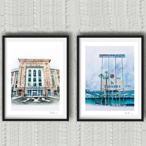 Dodger Stadium Art Drawing Etsy