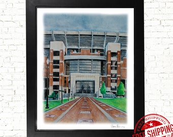 bryant denny Stadium decor alabama  football Drawing  Art Print 8x10