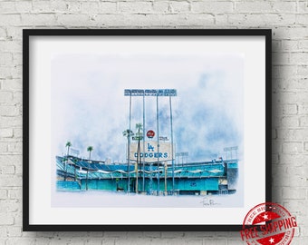Dodger Stadium Drawing Etsy