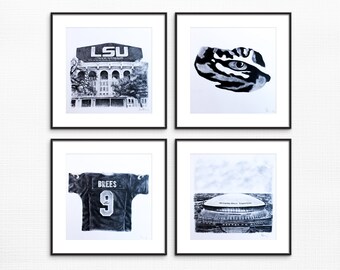 Louisiana football mancave new orleans saints lsu Wall Art saints decor Louisiana  office gift