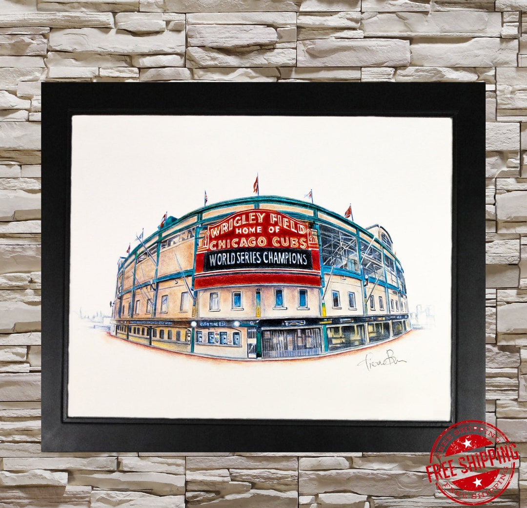 Chicago Cubs Wall Art Wrigley Field Art Print Wrigley Field Decor