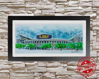 Baton rouge Louisiana stadium drawing art print graduation gift lsu fan gift lsu decor