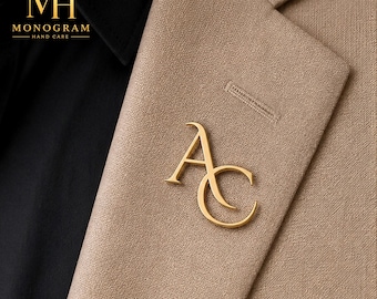 Luxury Personalized Initial Brooch for Men Women, Monogram Lapel Pin , Custom Suit Coat Pin Gift